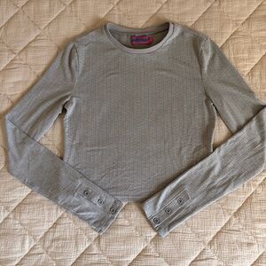 Edikted Grey Homey Pointelle Long Sleeve T shirt